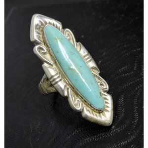 Native American SUNBELL & Bell Trading Post Sterling Silver & Turquoise Long Rin